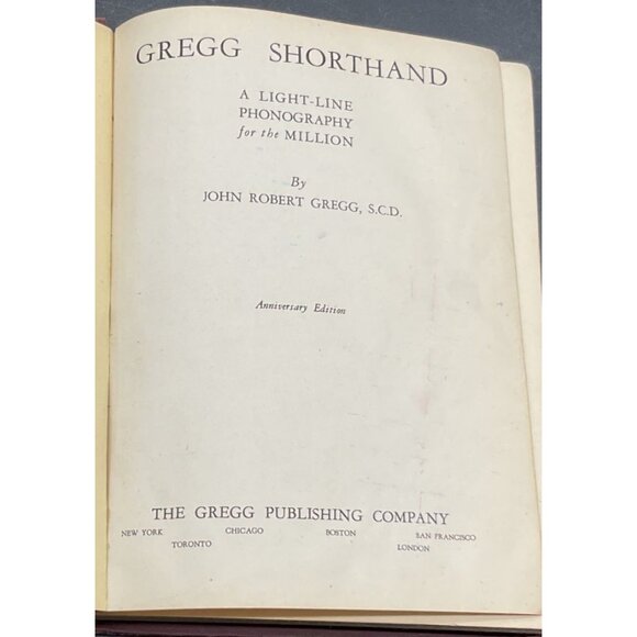 Vintage Gregg Shorthand Anniversary Ed Book By John Robert Gregg 1944 Hardcover - Picture 2 of 8
